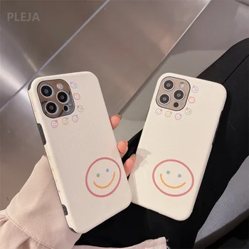 Mielas Šypsena Veido Apsauginis Telefono dėklas Skirtas iphone XS 12 11 Pro Max 7 8 plus X XR SE 2020 m. 12 mini Padengti PU Matinis Minkštas Atvejais Coque