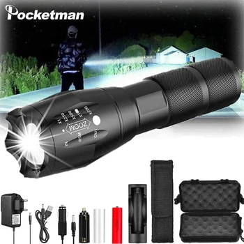 Pocketman LED Žibintuvėlis atsparus Vandeniui Žibintuvėlis Naudoja 18650 Akumuliatorius Įkraunamas Žibintuvėlis USB DC Krovimas Rankomis Šviesos Fakelas Zoomable