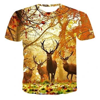 Naujas Elnias T-shirt 3D Spausdinimo Gyvūnų, T-marškinėliai, vyriški Lauko Sporto, Medžioklės T-shirt Populiarus Elnių Medžioklės Trumpas Rankovės Ponios Juokinga