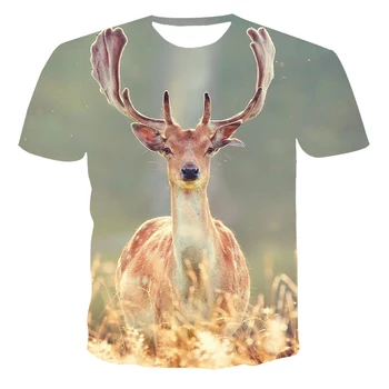 Naujas Elnias T-shirt 3D Spausdinimo Gyvūnų, T-marškinėliai, vyriški Lauko Sporto, Medžioklės T-shirt Populiarus Elnių Medžioklės Trumpas Rankovės Ponios Juokinga