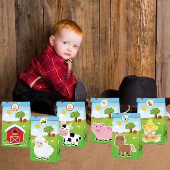 12pcs ūkio Gyvūnų dovanų maišelis šalies kaimiškas Barnyard Kaubojus teminius 1 pirmos 2-asis gimtadienis baby shower vestuvių dekoravimo Reikmenys