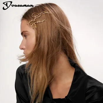 Dvacaman ZA Moterų Vintage Perlai, Aukso Metalo Nereguliarus Trijų Moterų plaukų segtukai Merginos Plaukų Įrašą, Papuošalai, Dovanos, Metalo Linijos Paprastumas