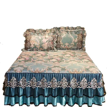 1 VNT Šilto pieno aksomo lova sijonas vientisas sijonas stiliaus lovatiesė nėrimo siūlai princesė lova padengti sustorėjimas plius aksomo lova