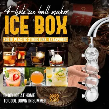4-hole Ledo Kamuolys Maker 4-hole Ledo laukas Galiniais Dangteliais Silikagelio Ledo Kubelių Forma BPA Free 3D Turas Ice Cube Maker Viskio Kokteilių