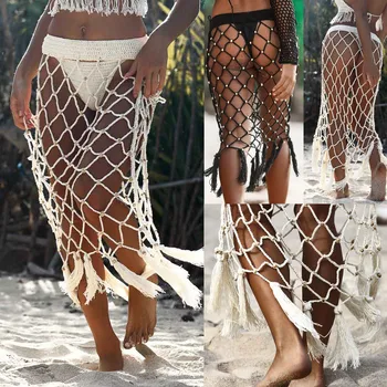 Naujas Mados Balta Juoda Nėrimo Bikini Padengti su Kutais Moterų Sexy Tuščiaviduriai Paplūdimio Suknelė 2021 M. Vasaros Maudymosi Kostiumą Paplūdimio