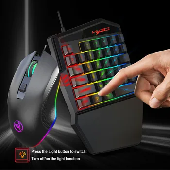 Laidinio Žaidimų Klaviatūra, Pelės Rinkinys Su LED Apšvietimu 35 Klavišus Nešiojamų Viena ranka Klaviatūrą, Pelę LOL/PUBG/CF Telefono PC Žaidimas #BL3