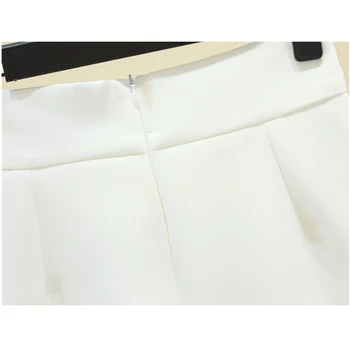 Vasaros Pearl Duobute Deimantų High Waisted Medvilnė Šortai Moterims Mados Atsitiktinis Elegantiškas Pločio Kojų S-XL Baltas Juodas Trumpas Drabužius