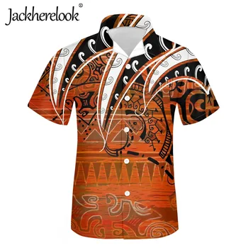 Jackherelook Derliaus Polinezijos Genčių Samoa Spausdinti Atsitiktinis Vyrų Havajų Marškinėliai Laisvas Vyras Viršūnes Beach Trumpas Rankovės Viršuje Chemise