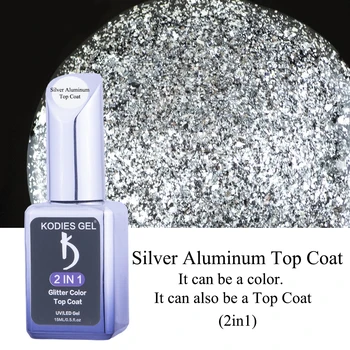 15ML Diamond Shine Top Coat Nr. Nuvalykite Sidabro Aliuminio Nagų Blizgučiai Gelis Nagų lakas Gruntas Pusiau Nuolatinis UV/LED Gellak Dribsnių Geliai
