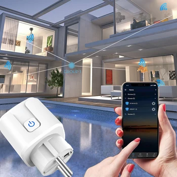 Tuya Smart Plug Belaidžio WiFi Lizdas ES 15A 110-250V Laikas Lizdą Per SmartLife APP Kontrolės Dirba Su ZigBee Alexa 