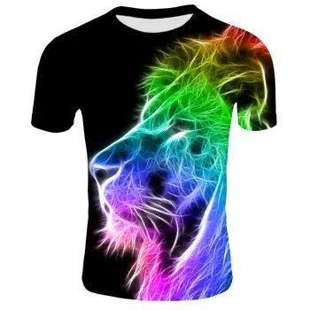 2021 Naujas 3D Liūtas T-marškinėliai Vyrams, Gyvūnų T-shirt 3D Stiliaus Modelis 3DT Marškinėliai Vasaros Tendencija Trumpas Rankovės