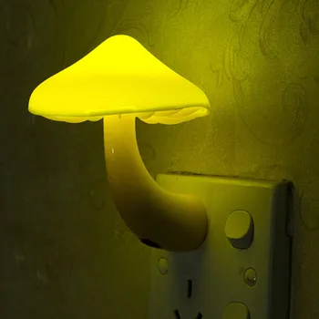 Šilta Geltona Grybų Lizdo Žibintai Kambario Dekoro ES MUMS Plug Šviesos-reguliuojamas Jutiklis LED Nakties Šviesos Namuose Miegamojo Puošmena
