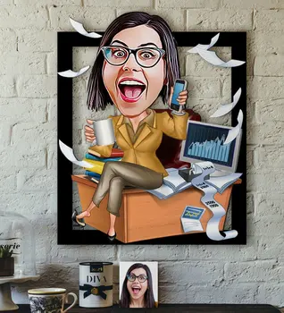 Asmeninį Moterų 'S Buhalteris Karikatūra 3D Medienos Tablo-1 Kokybės, ekonomiškas Dovana, Dizainas, Apdaila, Sienos nuotrauka