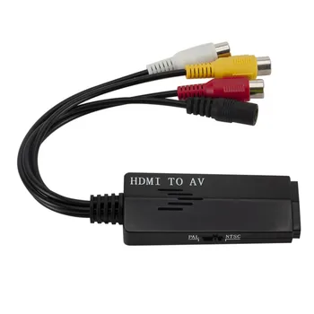 HDMI į 3RCA Composite AV/CVBS Video, Audio Converter HDMI2AV Adapteris HD 1080P Parama NTSC/PAL dėl ĮRAŠYMO DVD vaizdo Kamera