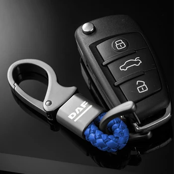 1pcs Naujas Mados Automobilių Metalo Oda Logotipas Keychain paketų prižiūrėtojų raktinę Raktų Žiedas Klavišą Grandinės DAF xf plg lf van Automobilių Keychain Priedai