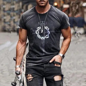 Vasaros 3D Spausdinimo Kompasas Vyrų Marškinėliai Hip-Hop Stiliaus Negabaritinių Vyras Gatvėje T Marškinėliai Cross Modelis trumpomis Rankovėmis Unisex Drabužių Tees