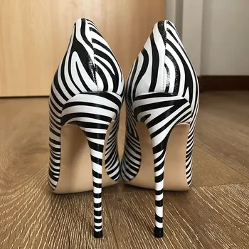 Tikicup Matinis Zebras Spausdinti Moterų Nurodė, Kojų Itin Aukšti Kulniukai Sexy Chic Ponios Siurbliai Vestuves Batai Didelis Dydis 33-45