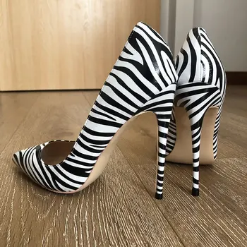 Tikicup Matinis Zebras Spausdinti Moterų Nurodė, Kojų Itin Aukšti Kulniukai Sexy Chic Ponios Siurbliai Vestuves Batai Didelis Dydis 33-45