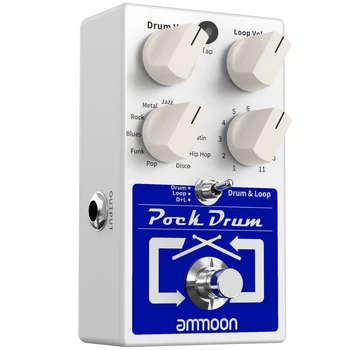 Ammoon PockDrum Drum & Linijos Gitaros Efektu Pedalas 3 Režimai 11 Būgnų Stilių, 11 Ritmą Tipų Built-in Looper Maks. 20min Įrašymas
