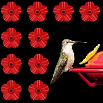 10vnt Gėlės Formos Rankena, Paukščių Hummingbird Feeder Girtuoklis Plastiko Sėklos Vandens Pakeitimo Šėrimo Uostuose