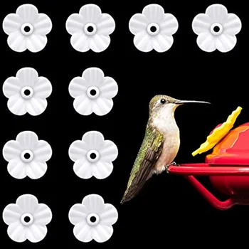 10vnt Gėlės Formos Rankena, Paukščių Hummingbird Feeder Girtuoklis Plastiko Sėklos Vandens Pakeitimo Šėrimo Uostuose