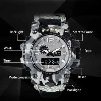 Vyrai, Karinės Lauko Sporto Žiūrėti Kompasą Daugiafunkcinis Vandeniui Kvarco Žiūrėti Termometras Skaitmeninis LED Watch relogio masculino
