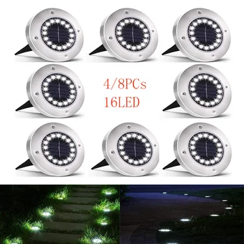 16 LED Saulės energija Varomas Disko Šviesos Lauko IP65 Vandeniui Sodo Landšafto Apšvietimo Lempa Kieme Denio Vejos Kiemo Kelias Takas