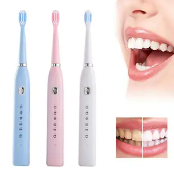 Galingas Elektrinis ToothbrushRotating Elektroninių Burnos Higiena, Dantų Šepetėliu Vadovas USB įkrovimas