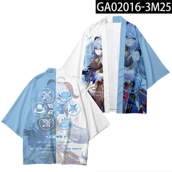 Žaidimas Genshin Poveikio Kimono Šifono Kailis Kostiumas Ganyu T-Shirt Cosplay Apsiaustas Unisex Mados Kostiumas
