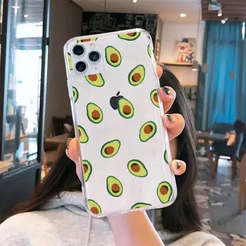 Avokado gražių animacinių filmų vaisių maisto funda coque padengti Telefono dėklas Permatomas iPhone 6 7 8 11 12-os mini pro X XS XR MAX Plus
