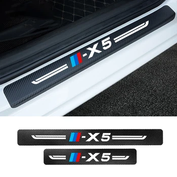 Automobilių Aksesuarai BMW X5 4Pcs/Set Anglies pluošto subraižytas riba automobilių lipdukas 1Pcs/Set kamieno apsaugos lipdukas apdaila