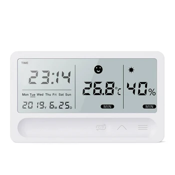 Daugiafunkcinis Skaitmeninis LCD Liečiant Ekraną Oras Laikrodis Drėgmės ir Temperatūros Monitoringo Skaitiklis Elektroninis Termometras