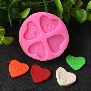 4 Stilius 3D Silikono Širdies Mylintis Formos Kepimo Formos Šokoladiniai Saldainiai, Slapukus, Pyragaičiai Muilo Formų Minkštas Pyragas Įrankis