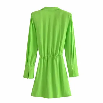 Za 2021 Žalioji Marškinėliai Suknelė Moteris Plisuotos Vasaros Suknelės Moterims Sundress Ilgomis Rankovėmis Elegantiška Mini Suknelė Moteris Ruched Trumpą Suknelę