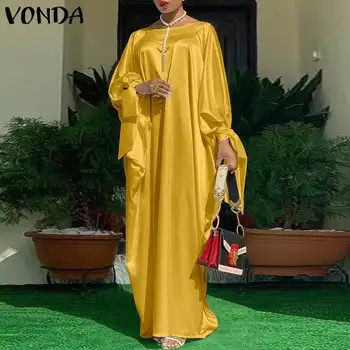 Elegantiškas Kaftan Suknelė Moterims Satino Šalis Suknelė 2021 VONDA Bohemijos Atostogų Vasarą Sundress Moterų Atsitiktinis Vestidos Skraiste