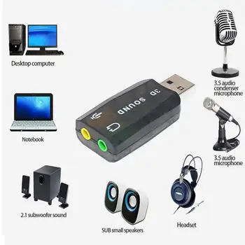 Aukštos Kokybės Adapteris, Garso Adapteris 3D Garso Korta 5.1 ausinių Lizdas mic Ausinės Stereo Adapteris USB 3,5 mm Į D1C5