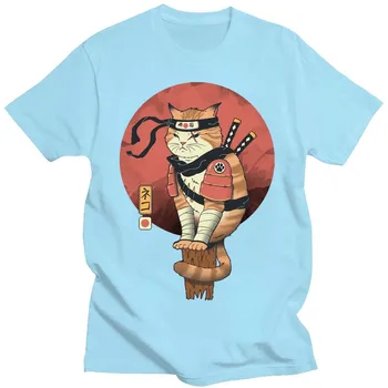 Japanese Ninja Katė Spausdinimo T-Shirt Vyras Atvėsti Vasaros Medvilnės Trumpomis Rankovėmis Moterims Tshirts Vintage Mados Punk Streetwear Marškinėliai