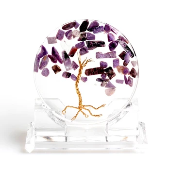 Natūralių Kristalų Energijos Gyvybės Medžio Ornamentais Krištolo skalda Namų Puošybai Magic Crystal Ball 