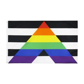 90x150cm Gėjų Tiesiai Ally LGBT Vėliava Vaivorykštės Pride 