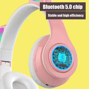 Naujas Vadovas-sumontuoti Bluetooth ausinės Kačių ausų mirksi šviesos diodų (LED) laisvų rankų įranga HiFi garso Ausines Berniukas, mergaitė, Ausinių priedai
