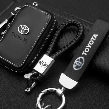 Automobilių Metalo Keychain Odinis Raktų Žiedas 3D Logotipu Atveju Automobilio Stilius Toyota Corolla Chr Auris Yaris Automobilių Reikmenys Key Chain