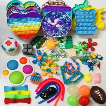 100 Dizaino Fidget Žaislų Rinkinys Dėžutėje Jutimo Fidget Žaislų Paketas, skirtas Vaikams, Suaugusiems Išskleidimo Žaislas fidjets žaislų paketas антистресс Karšto