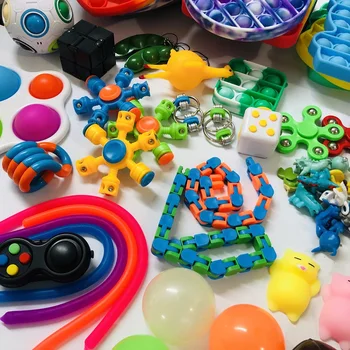 100 Dizaino Fidget Žaislų Rinkinys Dėžutėje Jutimo Fidget Žaislų Paketas, skirtas Vaikams, Suaugusiems Išskleidimo Žaislas fidjets žaislų paketas антистресс Karšto