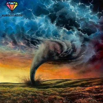 XUEQIXIAOZU Visą Raundą Tornado kraštovaizdžio Diamond piešimo Mozaika, tapyba 5D 