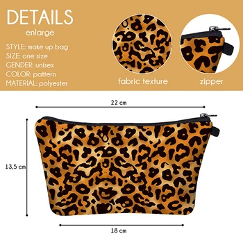Laisvų rankų įranga Kosmetikos Krepšys su užtrauktuku Moterų Mados Rankinės, krepšiai Mielas maišelį Kosmetinės 3D skaitmeninis spausdinimas Moterų Atsitiktinis Leopard karšto naujas
