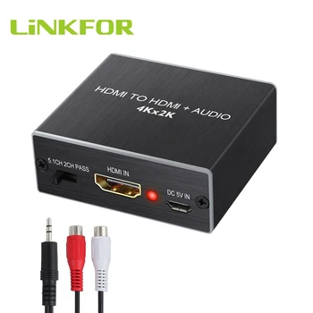 LiNKFOR 4K x 2K 3D HDMI Audio Extractor Konverteris, HDMI Optinis TOSLINK SPDIF + HDMI Su 3,5 mm Stereo Audio Adapteris, Splitter
