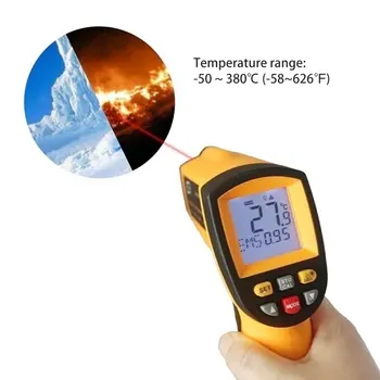 Infraraudonųjų spindulių Skaitmeninis Termometras su Lazeriu Temperatūros Matuoklis Ne-kreipkitės Pyrometer Vaizdavimo Drėgmėmačiu IR Termometro Spalvotas LCD Šviesos Signalizacijos