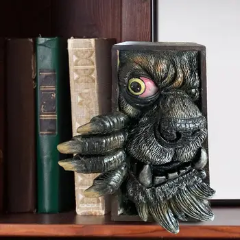 Siaubo Peeping Veido Bookends Velnias Veido Dervos Bookends Bookstand Skulptūra Rinkti CD Albumai Lentynoje Dekoras