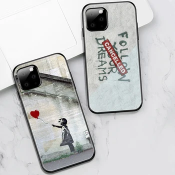 Banksy Tapybos Panda Atveju iPhone 11 12 Pro Max Mini Cover for iPhone 7 8 6 6S X XR XS Max SE 2020 Plus Grūdintas Stiklas Telefono