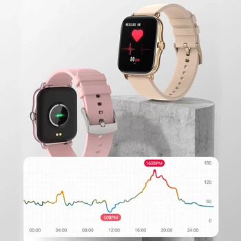 GEJIAN 1.7 colių Smart Watch Moterų P8 Plius Pilnas Touch Fitness Tracker IP67 atsparus vandeniui Sporto Moters Smart Watch 